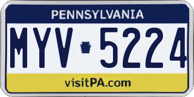 PA license plate MYV5224