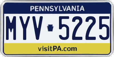 PA license plate MYV5225