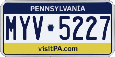 PA license plate MYV5227
