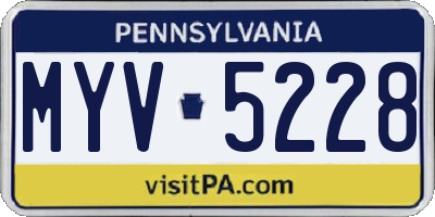 PA license plate MYV5228