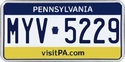 PA license plate MYV5229