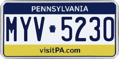 PA license plate MYV5230