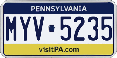 PA license plate MYV5235