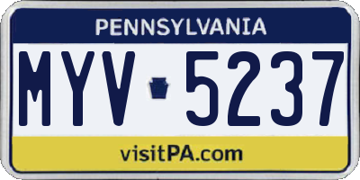 PA license plate MYV5237