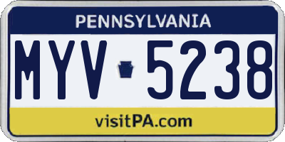 PA license plate MYV5238