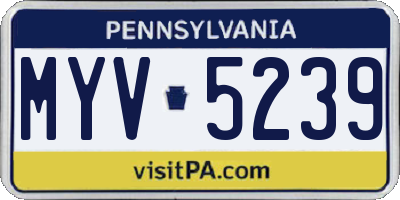 PA license plate MYV5239
