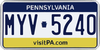 PA license plate MYV5240