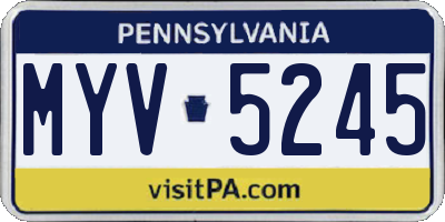 PA license plate MYV5245