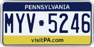 PA license plate MYV5246