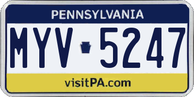 PA license plate MYV5247