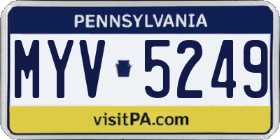 PA license plate MYV5249