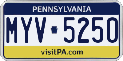 PA license plate MYV5250