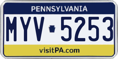 PA license plate MYV5253