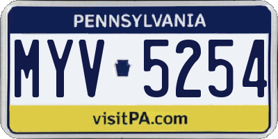 PA license plate MYV5254