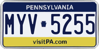 PA license plate MYV5255