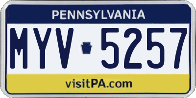 PA license plate MYV5257
