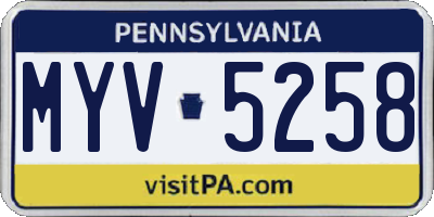 PA license plate MYV5258