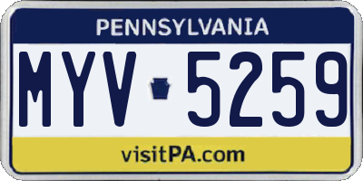 PA license plate MYV5259