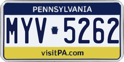 PA license plate MYV5262