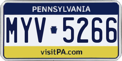 PA license plate MYV5266