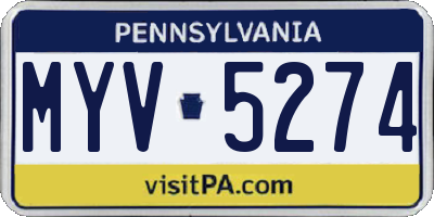 PA license plate MYV5274
