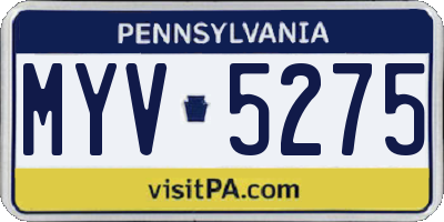 PA license plate MYV5275