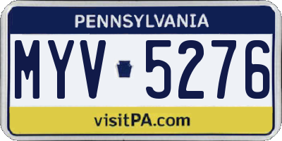 PA license plate MYV5276