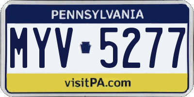 PA license plate MYV5277
