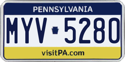 PA license plate MYV5280