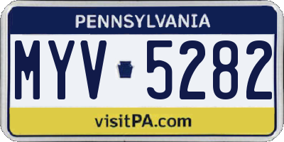 PA license plate MYV5282