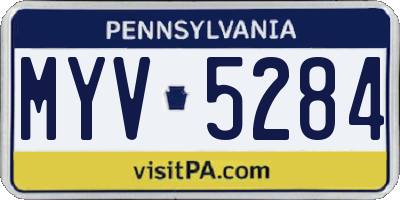 PA license plate MYV5284