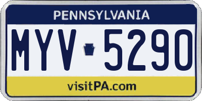PA license plate MYV5290