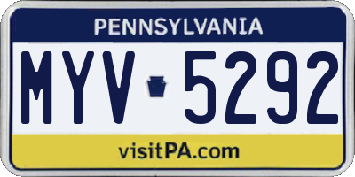 PA license plate MYV5292