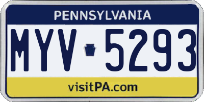 PA license plate MYV5293