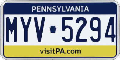 PA license plate MYV5294