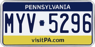 PA license plate MYV5296