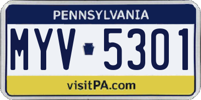 PA license plate MYV5301