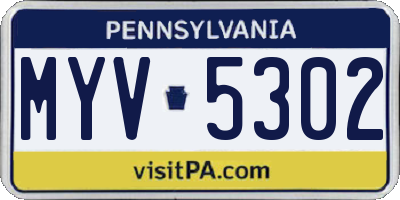 PA license plate MYV5302