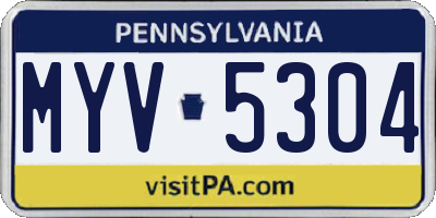 PA license plate MYV5304