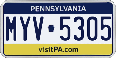 PA license plate MYV5305