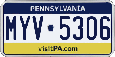 PA license plate MYV5306