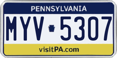 PA license plate MYV5307