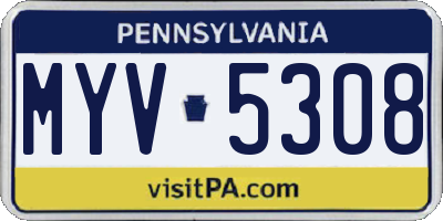 PA license plate MYV5308