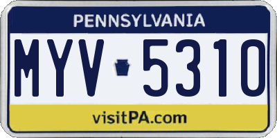 PA license plate MYV5310