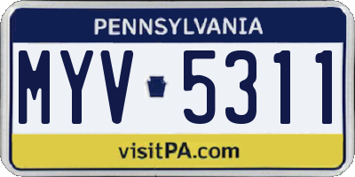 PA license plate MYV5311