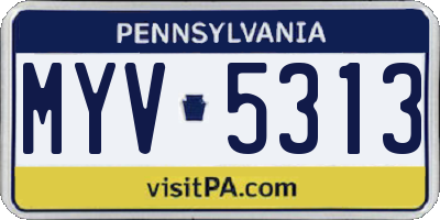 PA license plate MYV5313