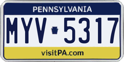 PA license plate MYV5317