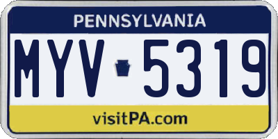 PA license plate MYV5319