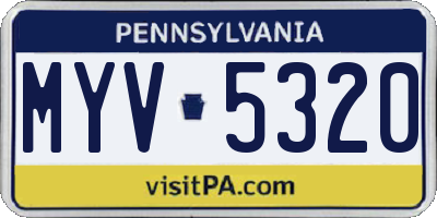 PA license plate MYV5320