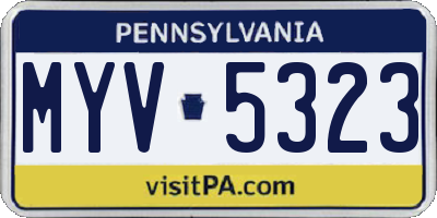 PA license plate MYV5323